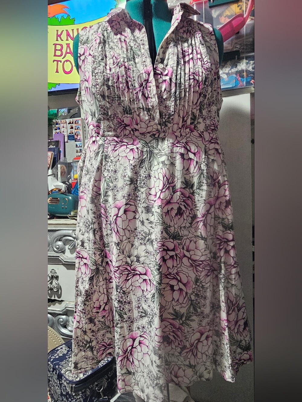 torrid White Midi Dress with Pink Floral Print